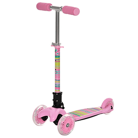 Scooter for Children Over 3 Years Foldable Scooter with 3 Wheels with LED Lights Handlebar with Adjustable Height and Rear Brake Maximum Load 50kg 54,7x32,5x59-69cm - pink