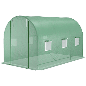 Garden Tunnel Type Greenhouse 350x200x200cm Garden Greenhouse with 6 Breathable Windows and Roll-up Door with Zipper for Growing Green Plants and Vegetables