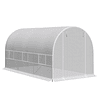 Invernadero tipo túnel 400x200x200cm Invernadero de jardín con puertas enrollables y 6 ventanas Cubierta de PE 140 g/m² Estructura metálica para el cultivo de plantas verdes Blanco