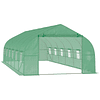 Invernadero tipo túnel 800x300x200cm con 12 ventanas y puerta enrollable 140g/m² cubierta de PE y techo de punta de acero para el cultivo de plantas verdes vegetales