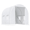  Invernadero Tipo Túnel 245x200x200cm con Puertas Enrollables y 4 Ventanas Cubierta PE Estructura Metálica Blanca