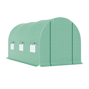 Cultivation Greenhouse for Terrace or Garden – Color Green – Steel Tube and PE 140g/㎡ - 450x200x200 cm