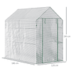 Invernadero de jardín Invernadero casero con 4 estantes Puerta enrollable Cubierta de PE 140g/m² y estructura de acero para el cultivo de plantas Flores 120x186x190cm Blanco