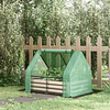 Invernadero de jardín tipo casa pequeña con caja de plantación de acero para interiores Ventana enrollable y cubierta de PE 40 g/m² para plantas en crecimiento Flores 127x95x92cm Verde