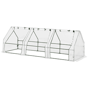 Terrace Garden Greenhouse 270x90x90 cm Type House Steel Tube with 3 Windows Small Greenhouse for Plant Growing Translucent White