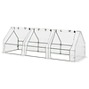 Terraza jardín invernadero 270x90x90 cm tipo casa tubo de acero con 3 ventanas pequeño invernadero para cultivo de plantas translúcido blanco