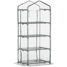 Invernadero de jardín con 4 estantes y cubierta de PVC Invernadero de acero para cultivar plantas Flores 70x50x160cm Transparente