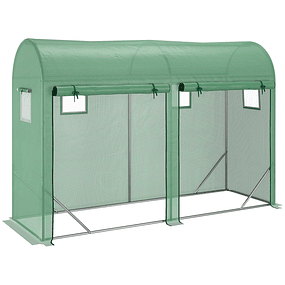 Invernadero de Jardín Tipo Túnel con 4 Ventanas y 2 Puertas para Plantas en Acero PE 300x100x200 cm Verde