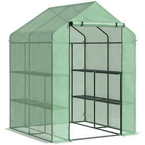 Invernadero de Jardín Invernadero para Plantas con Baldas 143x138x190cm Estructura de Acero Green Gardening