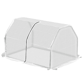 Garden Greenhouse Terrace 99x71x60cm Small Greenhouse with Zipper for Growing Plants Flowers Steel Structure White PE Cover