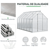 Estufa de Jardim de Policarbonato e Alumínio Estufa de Exterior com Porta Corredeira e 2 Clarobóias para Cultivo de Plantas Sementes 190x375x199cm Transparente 