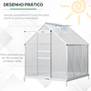 Invernadero de jardín de policarbonato y aluminio Invernadero de exterior con puerta corredera y 2 tragaluces para cultivar plantas con semillas 190x190x200cm Transparente