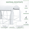 Invernadero tipo túnel 3x3x2m Invernadero de jardín con puerta enrollable 6 ventanas 140g/m² Cubierta de PE y metal galvanizado para cultivo de plantas verdes Blanco