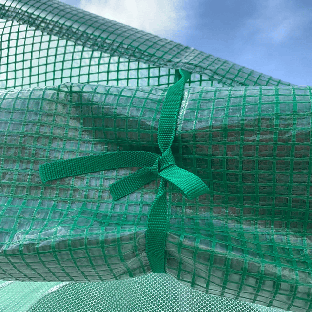 Estufa de Túnel 3,5x3x2m Estufa de Jardim com Porta e 6 Janelas Enroláveis de Polietileno Metal Galvanizado para Cultivos de Plantas Flores Verde