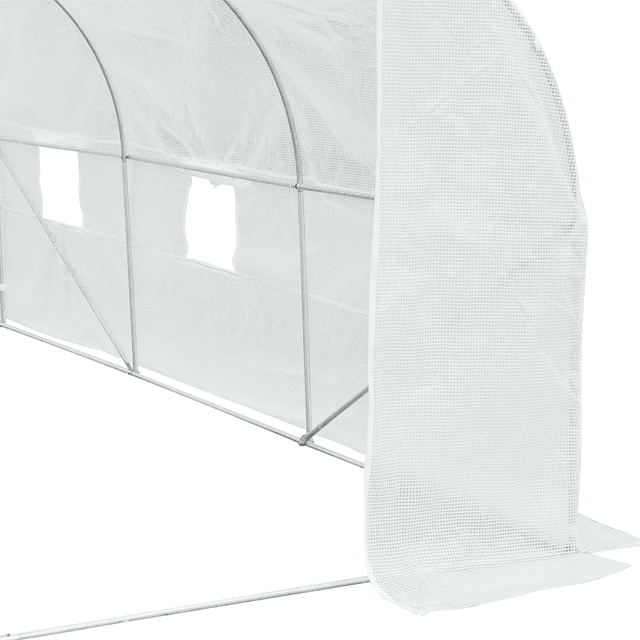 Invernadero Tipo Túnel 350x300x200 cm con Puerta Enrollable 6 Ventanas Invernadero para Cultivo de Plantas Verdes Blanco