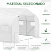 Invernadero Tipo Túnel 350x300x200 cm con Puerta Enrollable 6 Ventanas Invernadero para Cultivo de Plantas Verdes Blanco