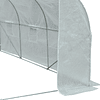 Tunnel Type Greenhouse 445x299x200cm with Roll-up Door 6 Windows Greenhouse for Growing Green Plants White