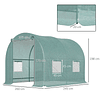 Estufa Tipo Túnel 250x200x200cm Estufa de Jardim com Janelas e Portas Enroláveis para Cultivo de Plantas Verde 