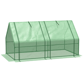 Terraza Jardín Invernadero 180x90x90 cm Tipo Casa Tubo de Acero con 2 Ventanas Pequeño Invernadero para Cultivo de Plantas Verdes