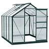 Garden Greenhouse 2x2.5m in Polycarbonate and Aluminum Greenhouse with Skylight UV 30 Protection and Base 4.79 m² for Pots for Plants and Flowers Transparent