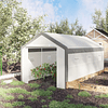 Garden greenhouse with 2 doors and 6 roll-up windows 600x300x280 cm White