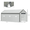 Garden greenhouse with 2 doors and 6 roll-up windows 600x300x280 cm White