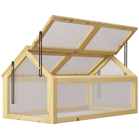 Invernadero de madera con paneles de policarbonato Invernadero de jardín con 4 ventanas abatibles para el cultivo de plantas Terraza exterior 90x48x49,5cm Transparente