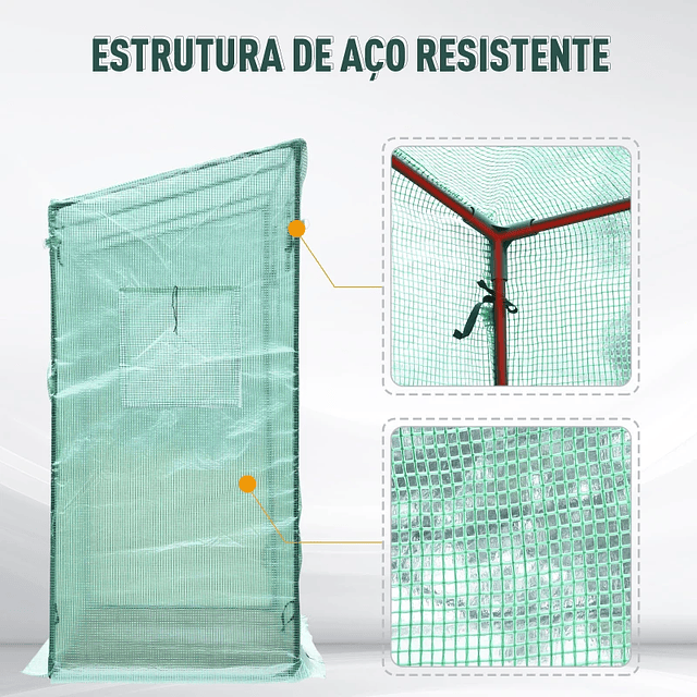 Estufa de Jardim com Tubos de Aço 1 Porta e 2 Janelas Enroláveis 200x73x150-168 cm Verde 