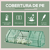 Terraza Jardín Invernadero 270x90x90 cm Tipo Casa Tubo de Acero con 3 Ventanas Pequeño Invernadero para Cultivo de Plantas Verdes