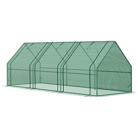 Terraza Jardín Invernadero 270x90x90 cm Tipo Casa Tubo de Acero con 3 Ventanas Pequeño Invernadero para Cultivo de Plantas Verdes