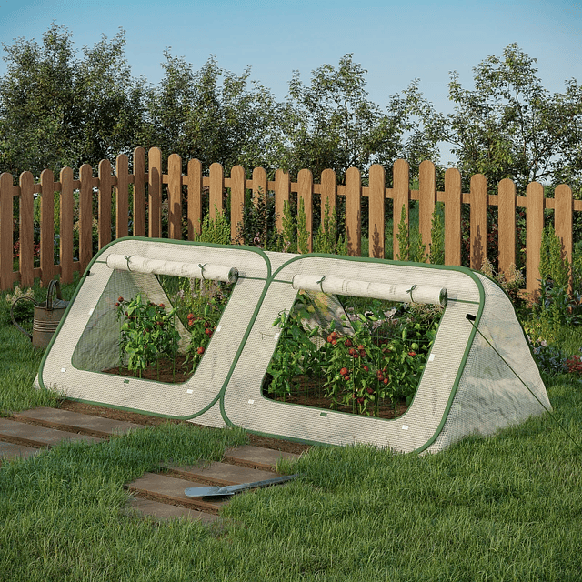 Invernadero de jardín pop-up con 4 puertas bolsa de transporte portátil para plantas Flores Acero 240x120x75 cm Blanco