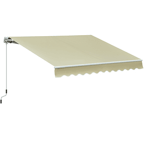 Toldo Manual Plegable de Aluminio 2,95x2,5m para Exterior con Ángulo Ajustable y Asa para Patio Balcón Jardín Terraza - beige