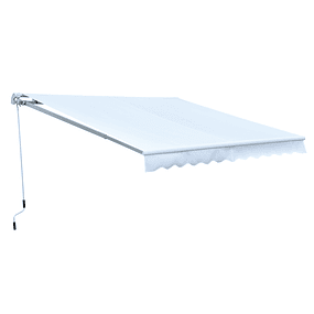 Toldo Manual Plegable de Aluminio 2,95x2,5m para Exterior con Ángulo Ajustable y Asa para Patio Balcón Jardín Terraza - Blanco