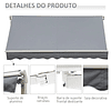 Toldo Retráctil Manual con Manivela 295x245cm Toldo Enrollable de Aluminio con Protección Solar para Ventana Puertas Balcón Terraza