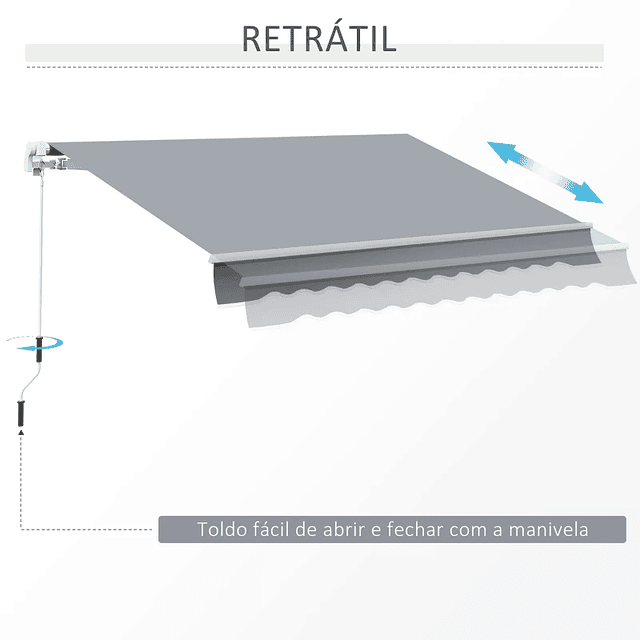 Toldo Retráctil Manual con Manivela 295x245cm Toldo Enrollable de Aluminio con Protección Solar para Ventana Puertas Balcón Terraza