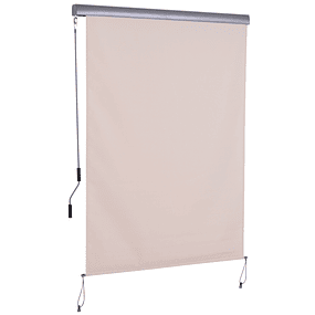 Retractable Lateral Awning 350x180 cm Rolling Screen Privacy and Sun Protection Screen for Balcony Terrace - Cream