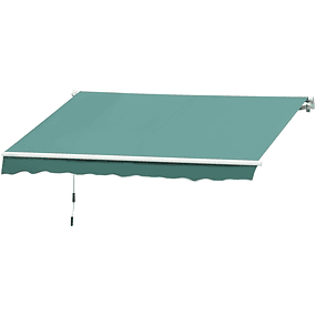 Folding Manual Aluminum Awning 395x245 cm with Handle for Balcony Patio Garden and Terrace Polyester Fabric