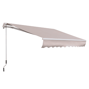 Awning with Folding Arm 2.95x2m Manual with Retractable Crank Angle Adjustable Aluminum for Windows Doors Balcony Beige