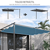 Pérgola de pared para jardín con techo retráctil de tejido de poliéster y estructura de acero 3,9x2,9 m gris oscuro