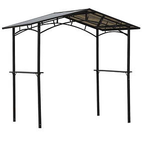 Pérgola para Barbacoa 246x149x230 cm en aluminio con 2 Estantes para Jardín Negro