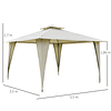 Pégola de Jardim 3,5x3,5m com teto duplo e 8 orifícios de drenagem para festas jardim Bege 