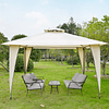 Pégola de Jardim 3,5x3,5m com teto duplo e 8 orifícios de drenagem para festas jardim Bege 