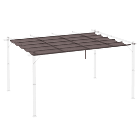 Cover for Pergola 3.5x2.5 m Retractable Replacement Roof for Pergola with 10 Drainage Holes Coffee