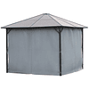 Garden pergola 3x3 m with polycarbonate roof 4 side curtains and 4 mosquito nets with metal structure Multicolor zipper