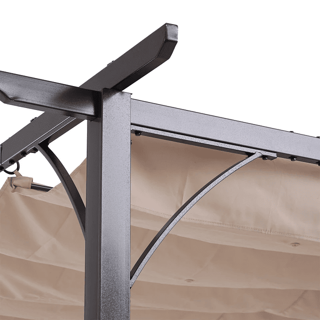 Pérgola para Jardín 3x3m con Techo Retráctil Tejido Poliéster Resistente al Agua y UV