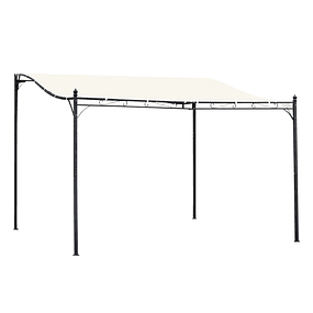 Garden Pergola 3.97x2.97m Pergola with Awning and 4 Drainage Holes for Patio Terrace Metal and Polyester 180 g/m² Resistant Cream