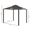 Pérgola de Jardín 3x3m Pérgola Exterior de Aluminio con Doble Ventilación de Techo 4 Cortinas Laterales y 4 Mosquiteras con Cremallera para Eventos Fiestas Café