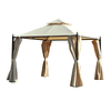 Garden pergola 3x3m with double roof 4 side curtains Spacious for events beige