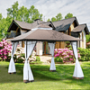 Garden Pergola Pergola with Double Roof and Mosquito Net with Zipper 295x295x270 cm Brown and White