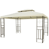 Pérgola de Jardim Pérgola para Exterior com Duplo Teto de Ventilação e 4 Colunas de Aço 295x392x270 cm Creme 